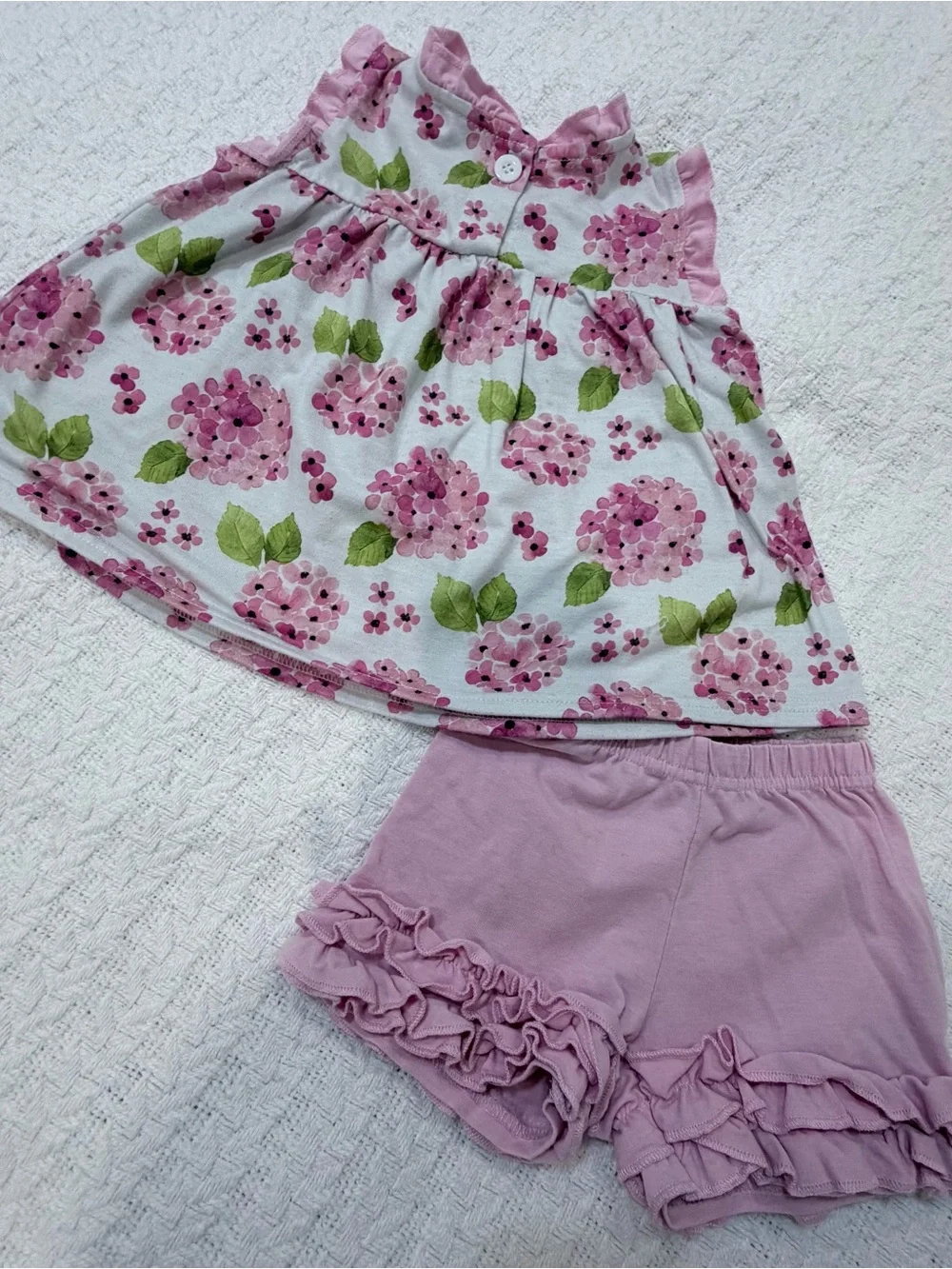 Pink Floral Ruffle Toddler Dress & Shorts Set